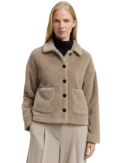 Teddy Jacke mit Taschen soft taupe grey