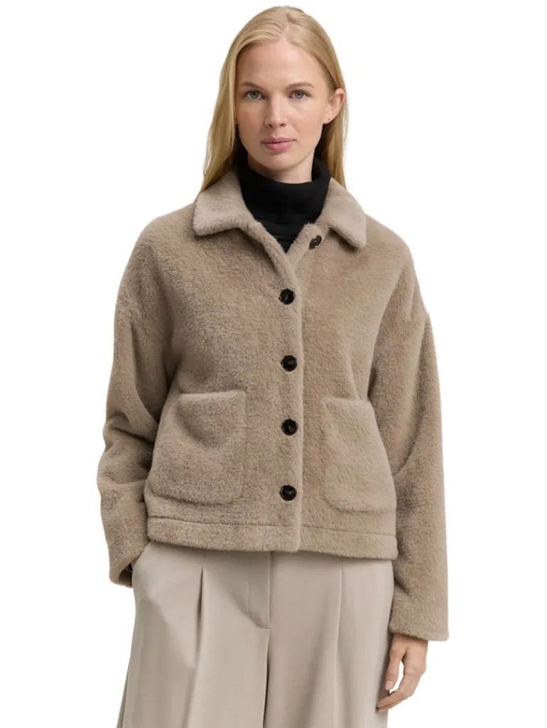 Teddy Jacke mit Taschen soft taupe grey