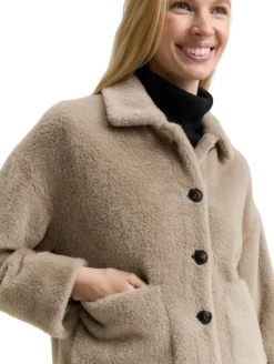 Teddy Jacke mit Taschen soft taupe grey