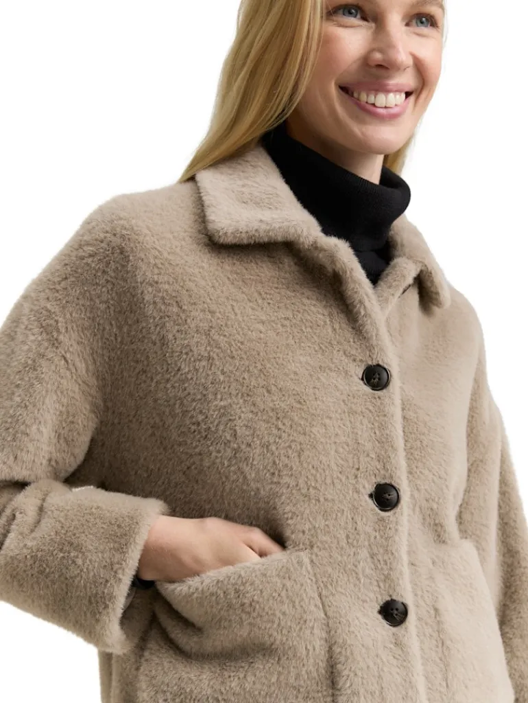 Teddy Jacke mit Taschen soft taupe grey