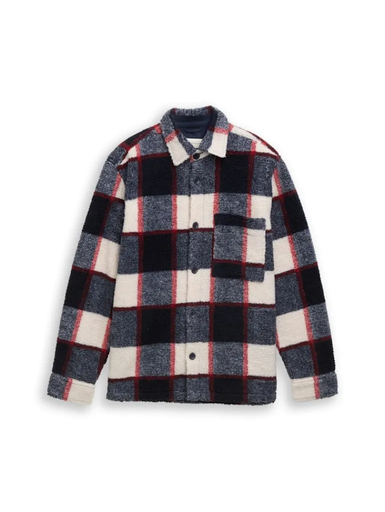 Teddy Overshirt mit Karomuster blue big check