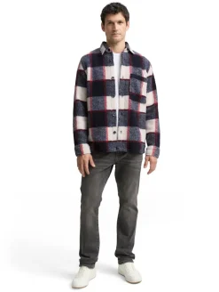 Teddy Overshirt mit Karomuster blue big check