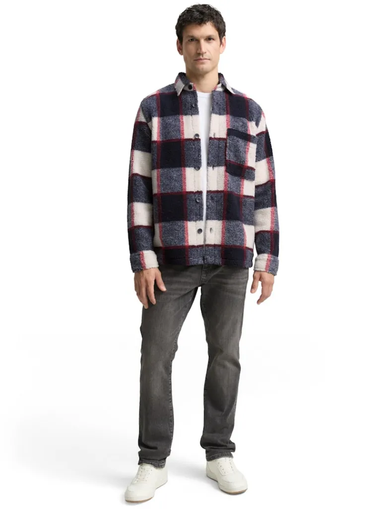 Teddy Overshirt mit Karomuster blue big check