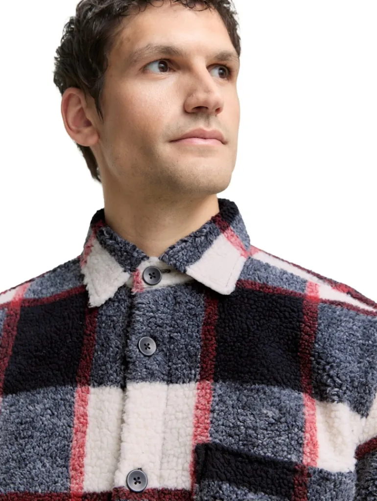 Teddy Overshirt mit Karomuster blue big check