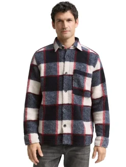 Teddy Overshirt mit Karomuster blue big check