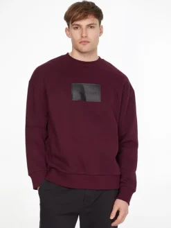 TEXTURED LOGO BOX COMFORT CREW passion plum