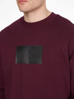 TEXTURED LOGO BOX COMFORT CREW passion plum