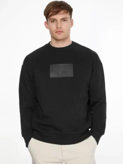 TEXTURED LOGO BOX COMFORT CREW ck black