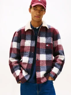 TJM CHECK TEDDY OVERSHIRT EXT dark night navy - buffalo check