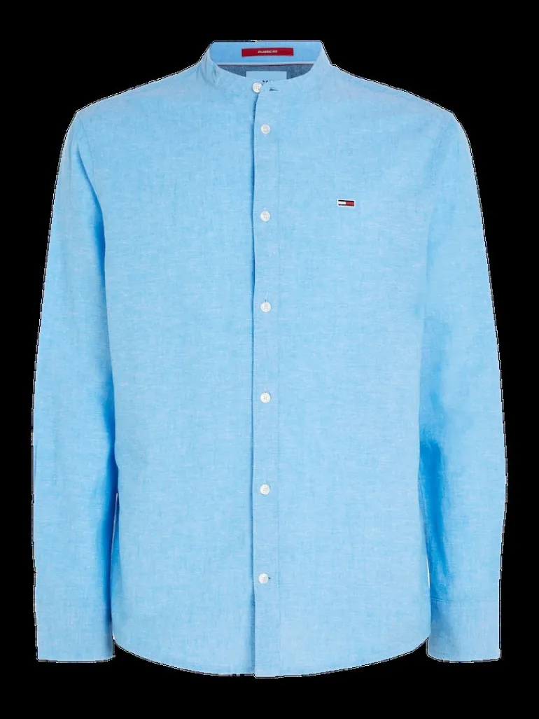 TJM CLSC MAO LINEN BLEND SHIRT blau