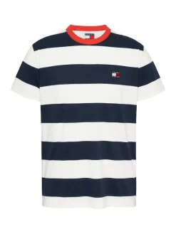 TJM REG BOLD STRIPE TEE dark night navy - ecru