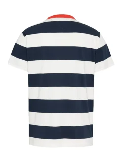 TJM REG BOLD STRIPE TEE dark night navy - ecru