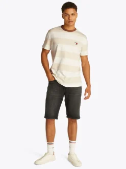 TJM REG BOLD STRIPE TEE newsprint - ecru