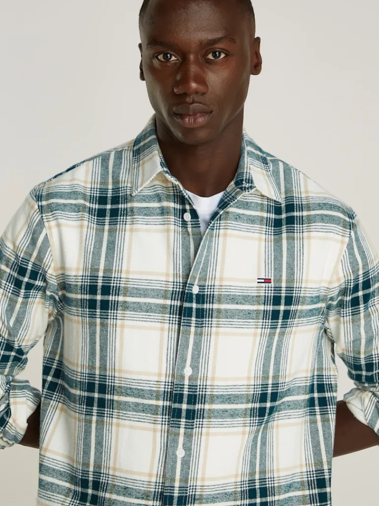 TJM REG CHECK FLANNEL SHIRT EXT ancient white check