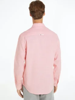 TJM REG LINEN BLEND SHIRT tickled pink