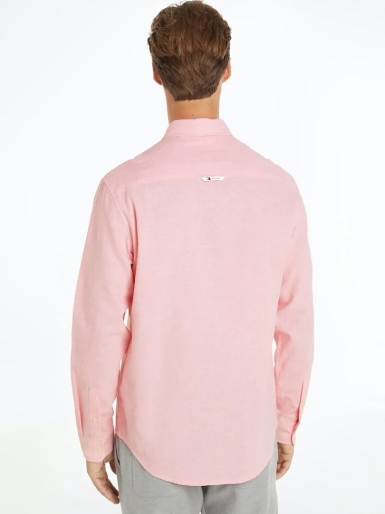 TJM REG LINEN BLEND SHIRT tickled pink
