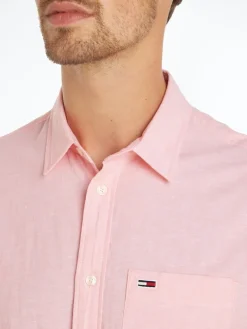 TJM REG LINEN BLEND SHIRT tickled pink