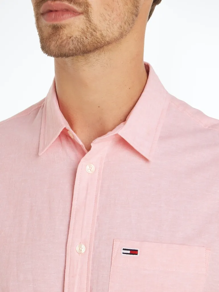 TJM REG LINEN BLEND SHIRT tickled pink