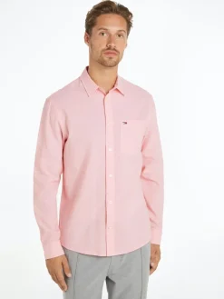 TJM REG LINEN BLEND SHIRT tickled pink