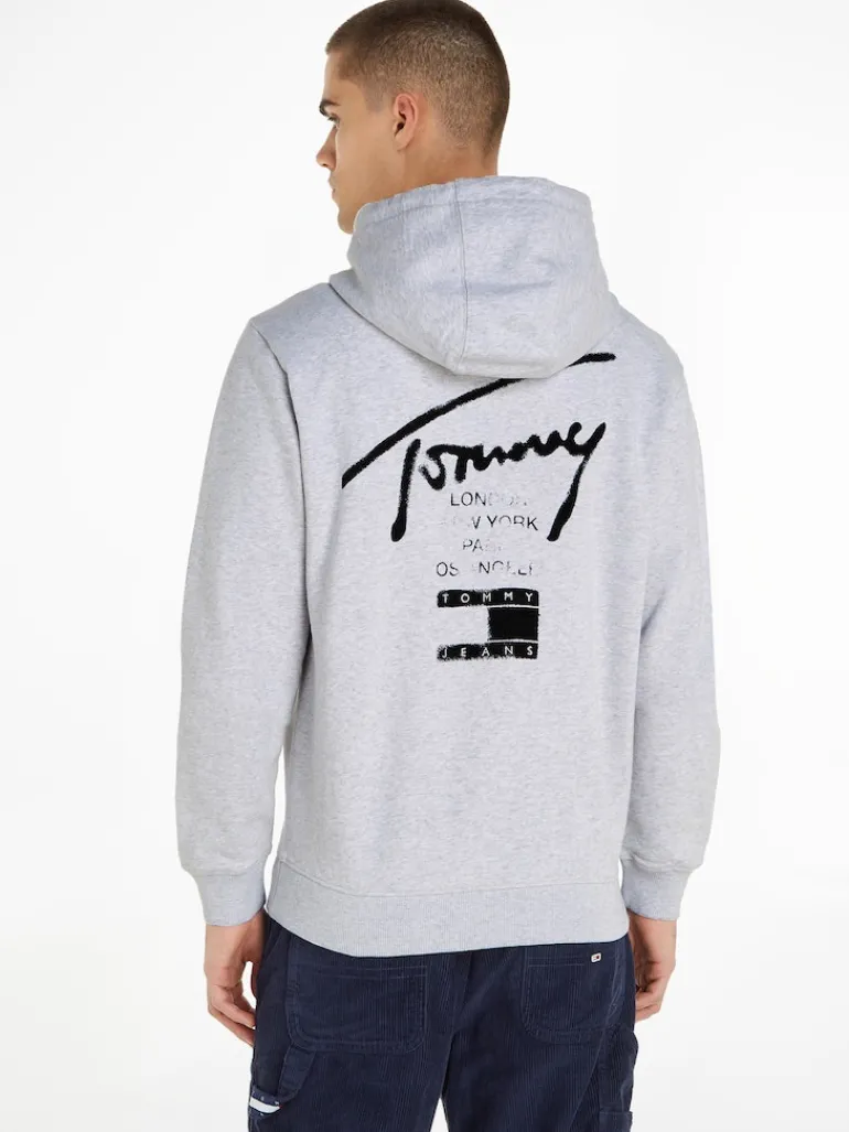 TJM REG TOMMY SPRAY PAINT HOODIE silver grey