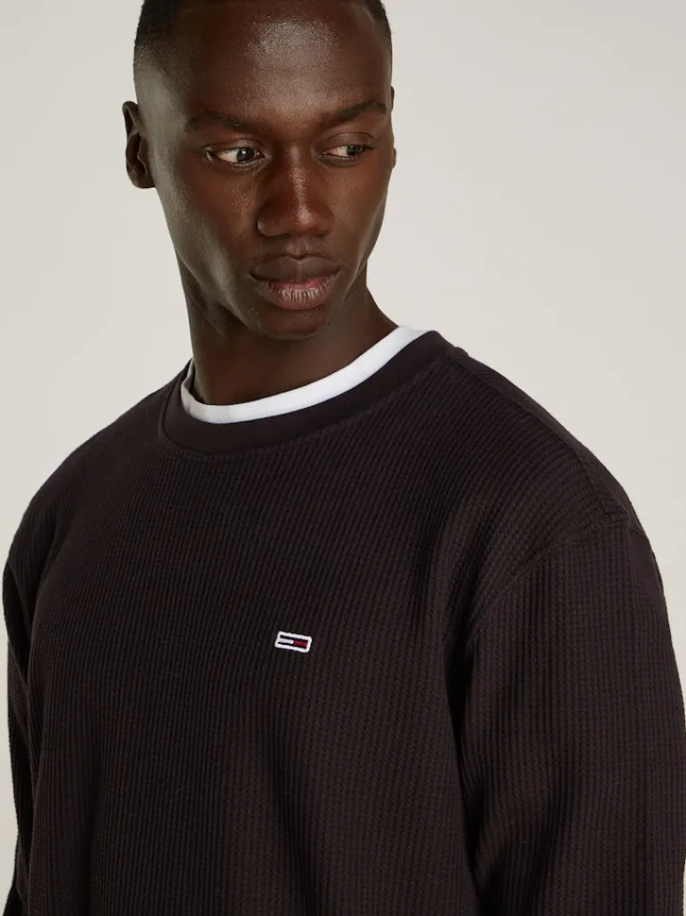 TJM REG WAFFLE L/S TEE black