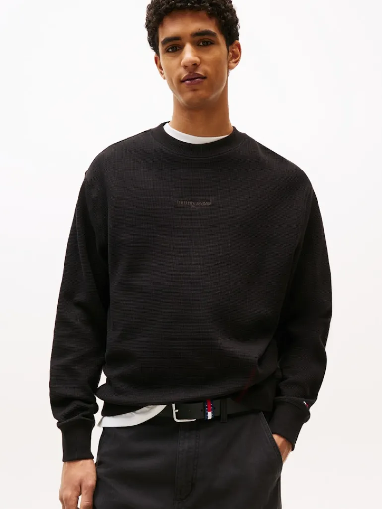 TJM RLX WAFFLE SCRIPT CREW black