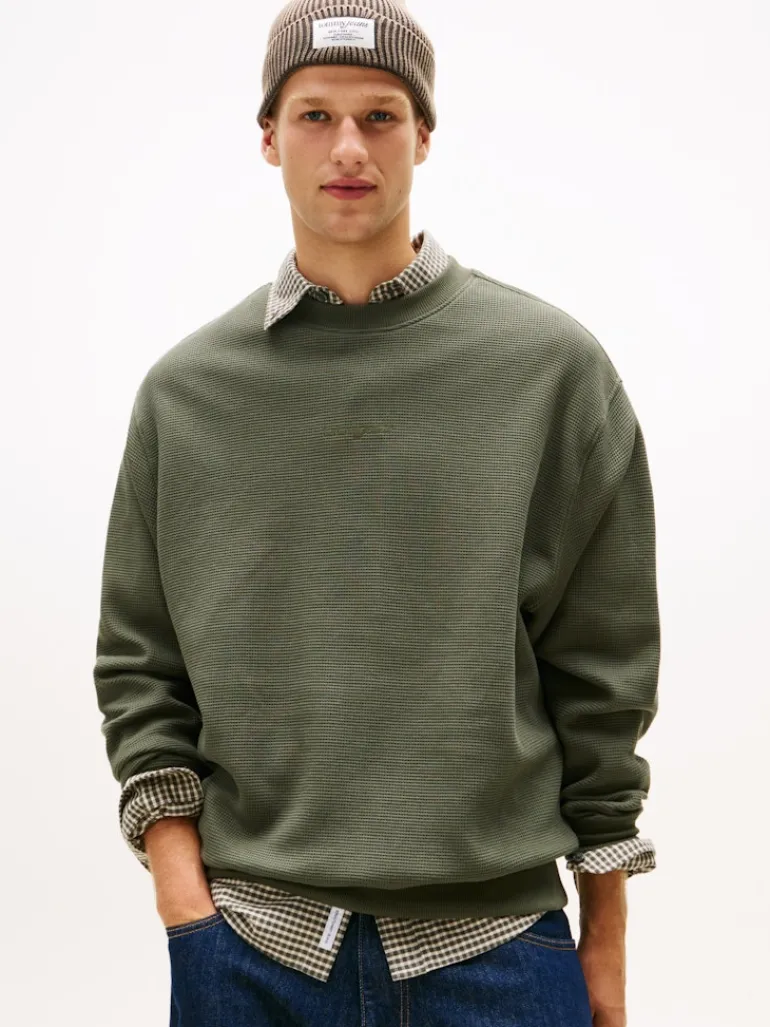 TJM RLX WAFFLE SCRIPT CREW pewter green