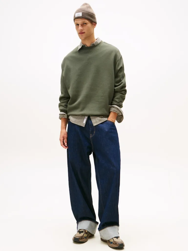 TJM RLX WAFFLE SCRIPT CREW pewter green