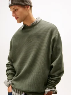 TJM RLX WAFFLE SCRIPT CREW pewter green