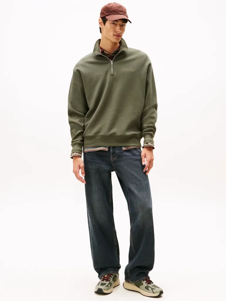 TJM RLX WAFFLE SCRIPT QRTR ZIP pewter green