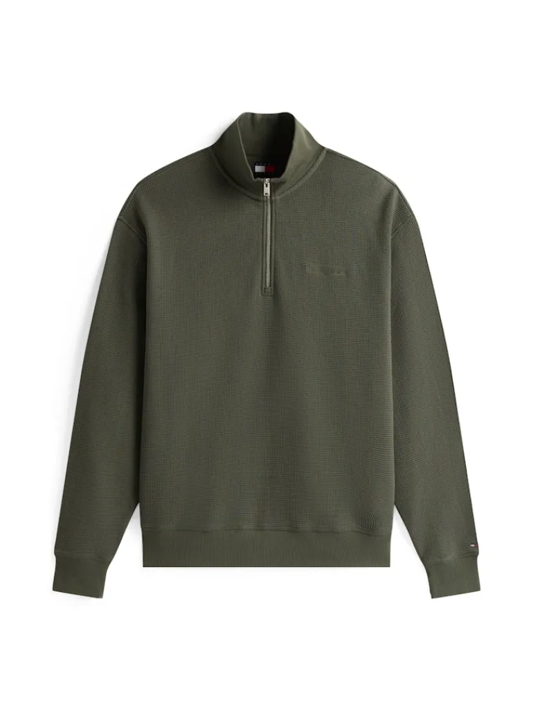 TJM RLX WAFFLE SCRIPT QRTR ZIP pewter green
