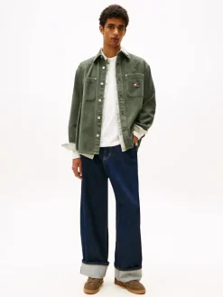 TJM RLX WASHED CORD SHIRT EXT pewter green