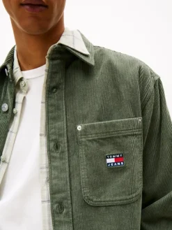 TJM RLX WASHED CORD SHIRT EXT pewter green