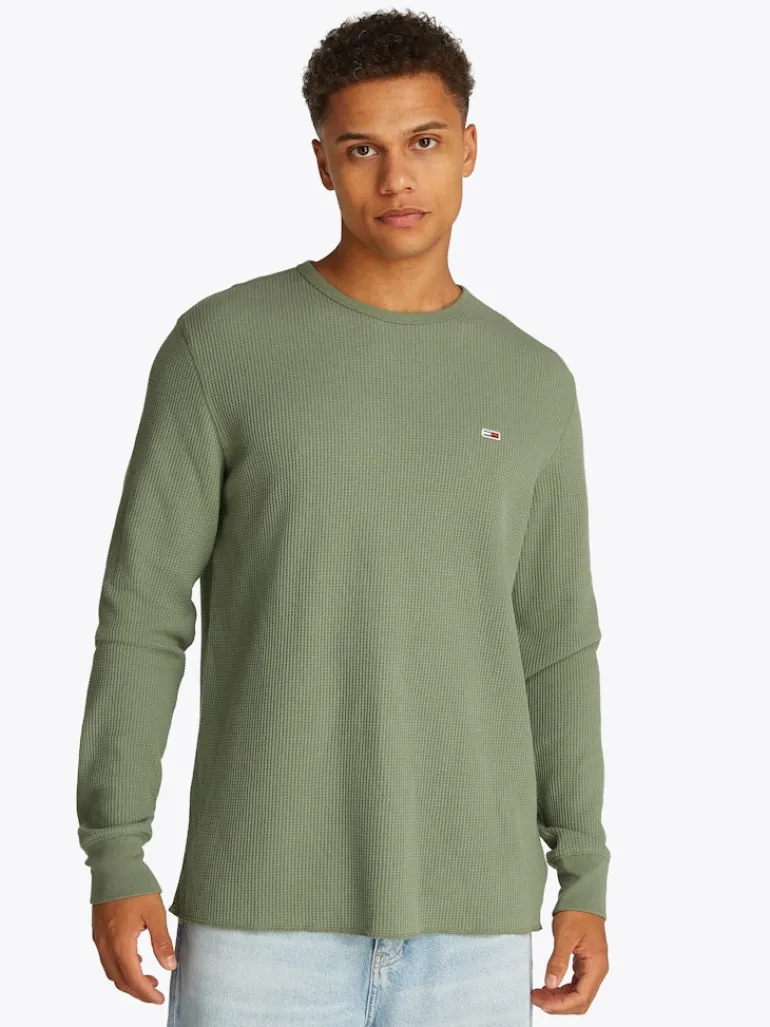 TJM SLIM WAFFLE LS TEE EXT aruba green