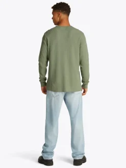 TJM SLIM WAFFLE LS TEE EXT aruba green