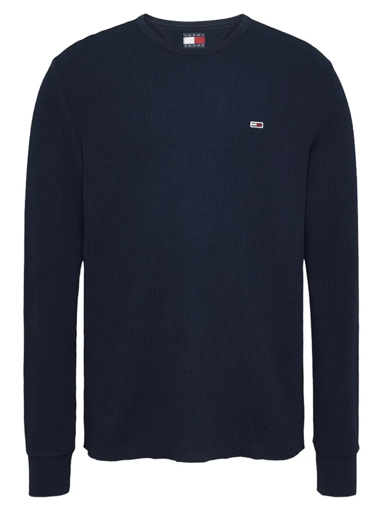 TJM SLIM WAFFLE LS TEE EXT dark night navy