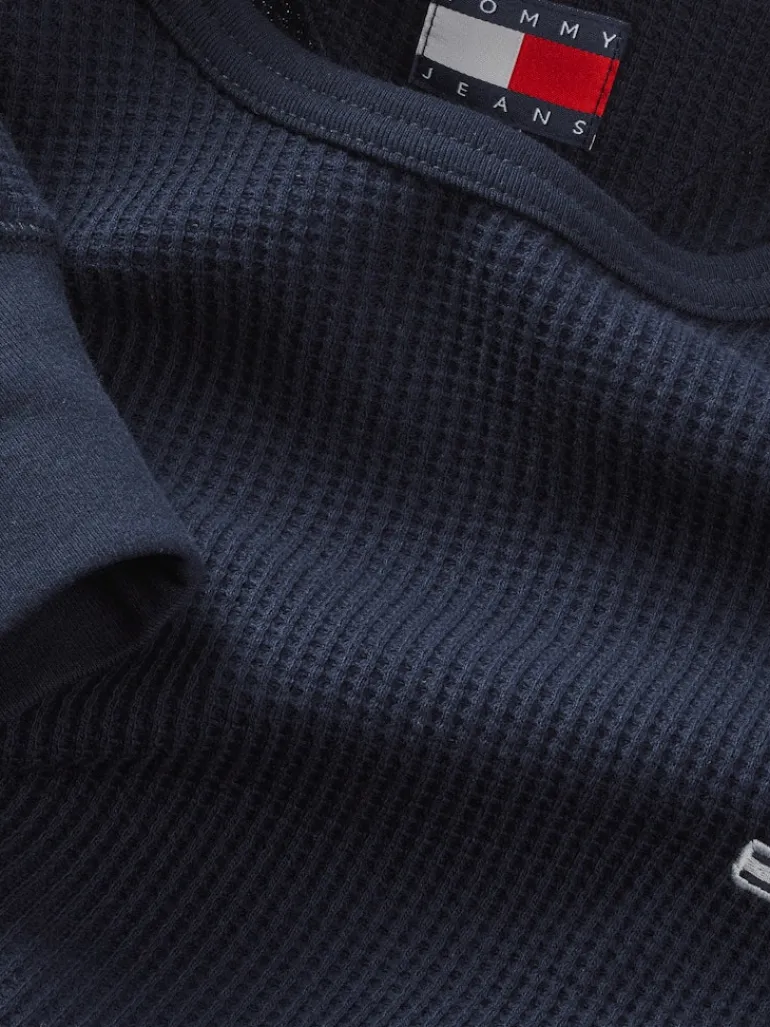 TJM SLIM WAFFLE LS TEE EXT dark night navy