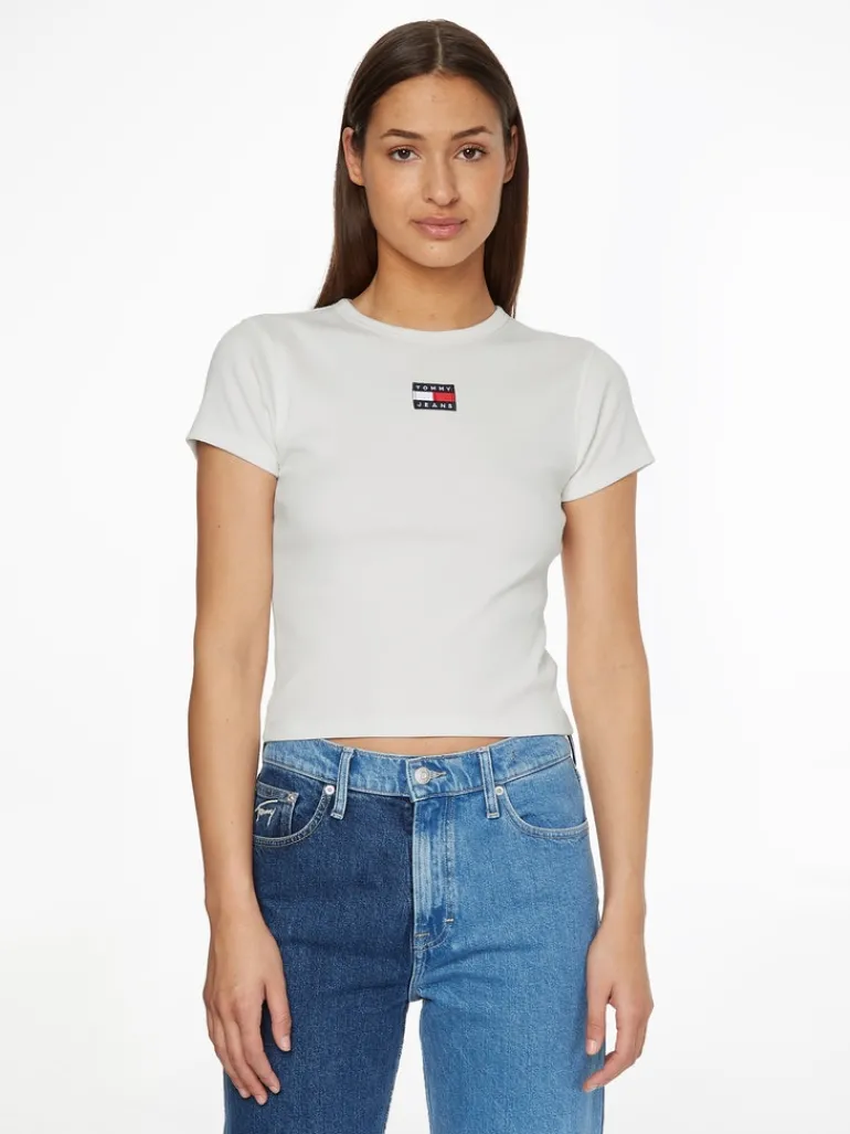 TJW BABY CROP RIB CENTER BADGE ecru