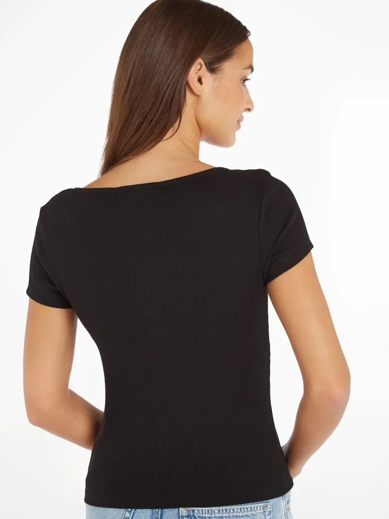 TJW BBY BUTTON RIB C-NECK black