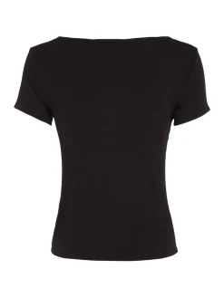 TJW BBY BUTTON RIB C-NECK black