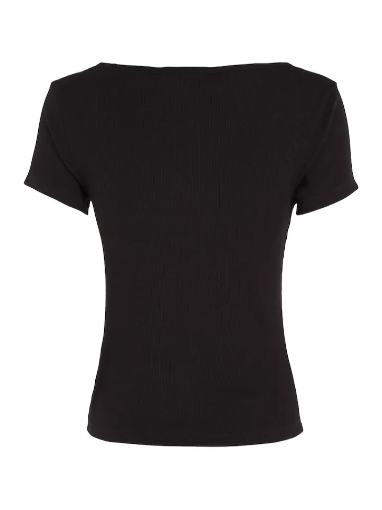 TJW BBY BUTTON RIB C-NECK black