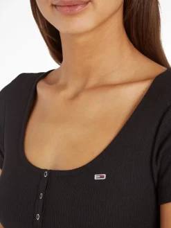 TJW BBY BUTTON RIB C-NECK black