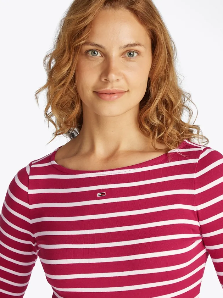 TJW BOAT NECK TOP LS brilliant berry - stripe