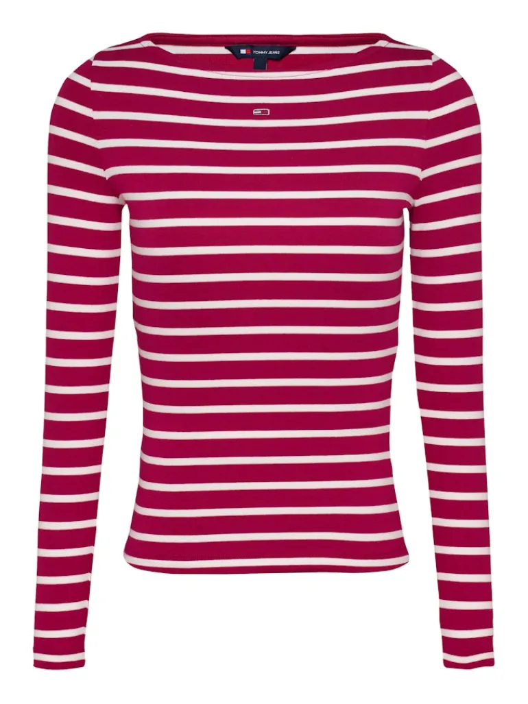 TJW BOAT NECK TOP LS brilliant berry - stripe