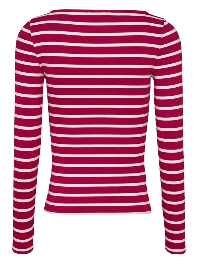 TJW BOAT NECK TOP LS brilliant berry - stripe
