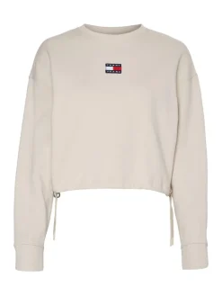 TJW BXY CROP BADGE DRAWSTR CREW stony beige