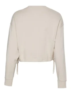 TJW BXY CROP BADGE DRAWSTR CREW stony beige