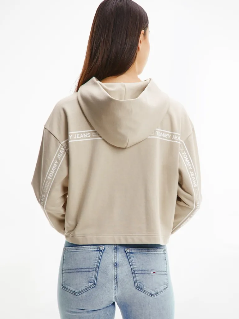 TJW BXY CROP TAPING HOODIE savannah sand