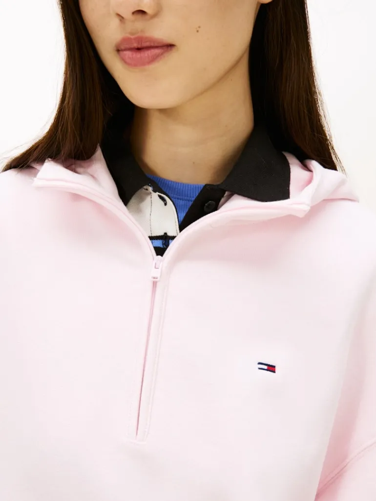 TJW BXY S-FLAG 1/4 ZIP HOODIE light pink