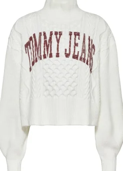 TJW CROP COLLEGE CABLE SWEATER ecru
